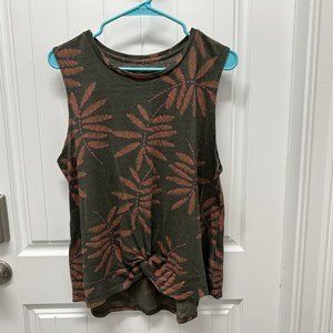 A New Day T Shirt Tropical Palm Leaf Tie Front Blouson Green Orange Pink Target